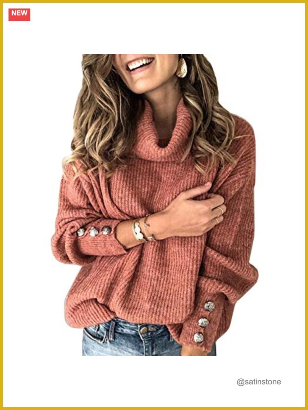 Sovelen Womens Oversized Cowl Neck Sweater Slouchy Knit Pullover Fall Winter